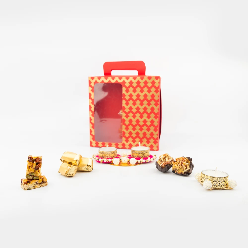 Buy Diwali dry fruit box with T-light holder